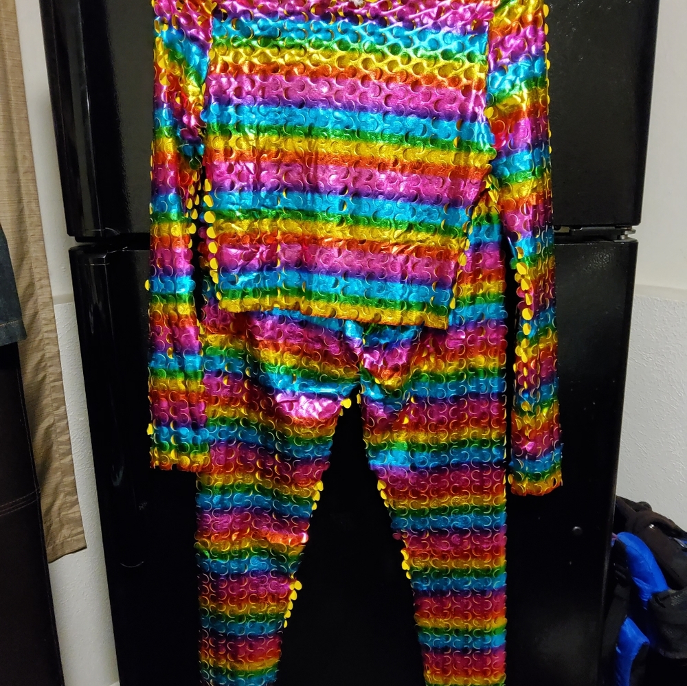 2 piece Rainbow Color Workout/Night outfit